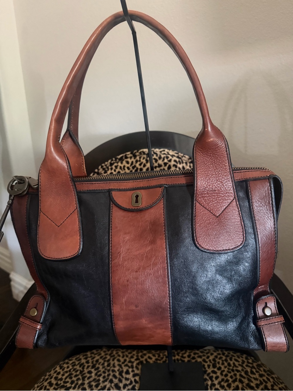 Fossil Reissue Weekender vintage black and brown